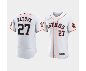 Men's Houston Astros #27 Jose Altuve White 60th Anniversary Flex Base Stitched Baseball Jersey