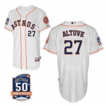 Men's Houston Astros #27 Jose Altuve White Jersey With 50th Anniversary Patch
