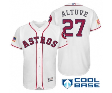 Men's Houston Astros #27 Jose Altuve White Stars & Stripes Fashion Independence Day Stitched MLB Majestic Cool Base Jersey