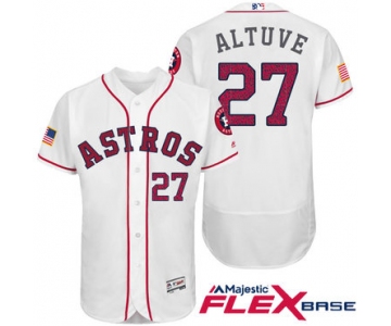 Men's Houston Astros #27 Jose Altuve White Stars & Stripes Fashion Independence Day Stitched MLB Majestic Flex Base Jersey