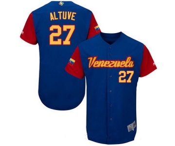 Men's Team Venezuela Baseball Majestic #27 Jose Altuve Royal Blue 2017 World Baseball Classic Stitched Authentic Jersey