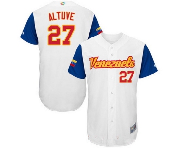 Men's Team Venezuela Baseball Majestic #27 Jose Altuve White 2017 World Baseball Classic Stitched Authentic Jersey