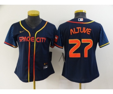 Women's Houston Astros #27 Jose Altuve 2022 Navy Blue City Connect Cool Base Stitched Jersey
