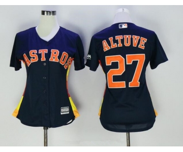 Women's Houston Astros #27 Jose Altuve Navy Blue Stitched MLB Majestic Cool Base Jersey