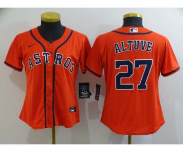 Women's Houston Astros #27 Jose Altuve Orange Stitched MLB Cool Base Nike Jersey