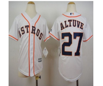 Youth Houston Astros #27 Jose Altuve White Cool Base Stitched Baseball Jersey