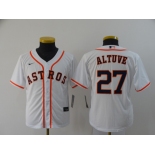 Youth Houston Astros #27 Jose Altuve White Stitched MLB Cool Base Nike Jersey