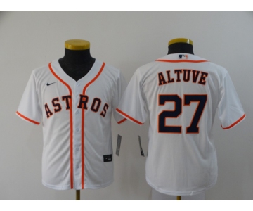 Youth Houston Astros #27 Jose Altuve White Stitched MLB Cool Base Nike Jersey