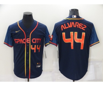 Men's Houston Astros #44 Yordan Alvarez Number 2022 Navy Blue City Connect Cool Base Stitched Jersey