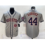 Men's Houston Astros #44 Yordan Alvarez Number Grey With Patch Stitched MLB Cool Base Nike Jersey