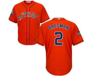 Astros #2 Alex Bregman Orange New Cool Base 2019 World Series Bound Stitched Baseball Jersey