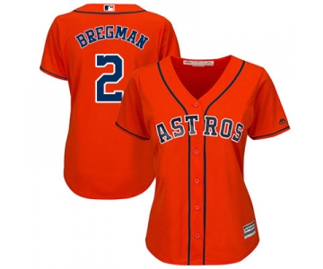 Houston Astros #2 Alex Bregman Orange Alternate Women's Stitched Baseball Jersey