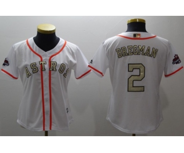 Houston Astros #2 Alex Bregman White 2017 World Series Champions Gold Program Cool Base Women's Stitched Baseball Jersey