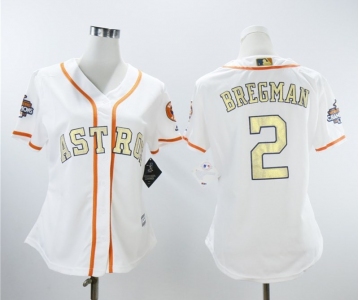 Houston Astros #2 Alex Bregman White Women 2018 Gold Program Cool Base Jersey