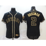 Men's Houston Astros #2 Alex Bregman Black Gold Stitched MLB Flex Base Nike Jersey