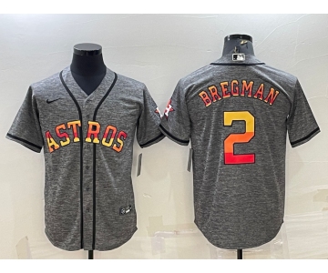 Men's Houston Astros #2 Alex Bregman Grey With Patch Cool Base Stitched Baseball Jersey