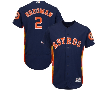 Men's Houston Astros 2 Alex Bregman Navy 150th Patch Flexbase Jersey