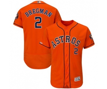 Men's Houston Astros 2 Alex Bregman Orange 150th Patch Flexbase Jersey