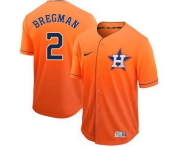 Men's Houston Astros 2 Alex Bregman Orange Drift Fashion Jersey