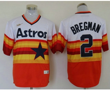 Men's Houston Astros #2 Alex Bregman Orange Rainbow Cooperstown Stitched MLB Cool Base Nike Jersey