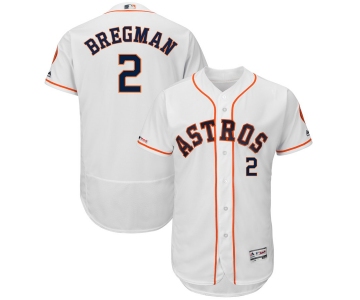 Men's Houston Astros 2 Alex Bregman White 150th Patch Flexbase Jersey