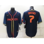 Men's Houston Astros #7 Craig Biggio 2022 Navy Blue City Connect Cool Base Stitched Jersey