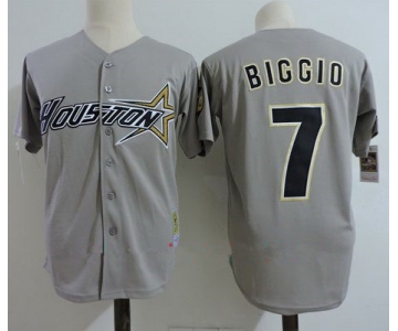 Men's Houston Astros #7 Craig Biggio Gray Road 1997 Throwback Cooperstown Collection Stitched MLB Mitchell & Ness Jersey