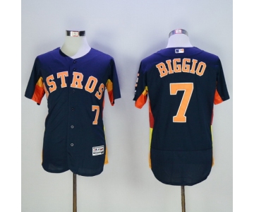 Men's Houston Astros #7 Craig Biggio Retired Navy Blue 2016 Flexbase Majestic Baseball Jersey