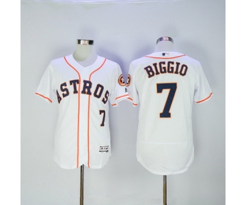 Men's Houston Astros #7 Craig Biggio Retired White Stitched MLB 2016 Majestic Flex Base Jersey