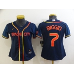 Women's Houston Astros #7 Craig Biggio 2022 Navy Blue City Connect Cool Base Stitched Jersey