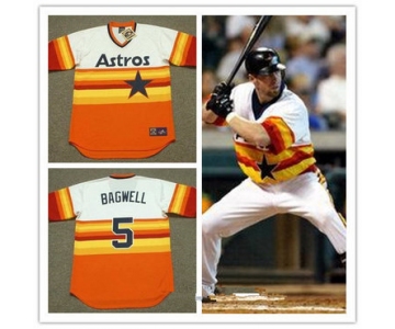 Men's Houston Astros #5 Jeff Bagwell Rainbow 1980 Throwback Stitched MLB Majestic Cooperstown Collection Jersey