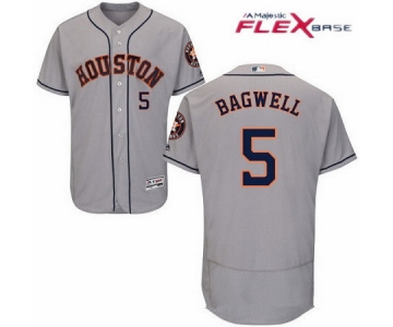 Men's Houston Astros #5 Jeff Bagwell Retired Gray Stitched MLB Majestic Flex Base Jersey