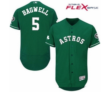 Men's Houston Astros #5 Jeff Bagwell Retired Green 2016 St. Patrick's Day Stitched MLB Majestic Flex Base Jersey