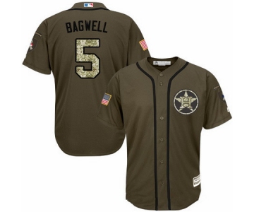 Men's Houston Astros #5 Jeff Bagwell Retired Green Salute To Service Stitched MLB Majestic Cool Base Jersey