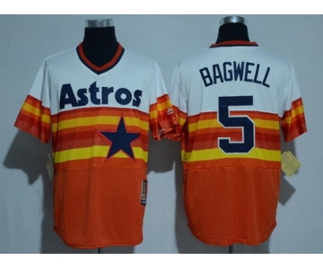 Men's Houston Astros #5 Jeff Bagwell Retired Orange Rainbow Cooperstown Stitched MLB Majestic Cool Base Jersey