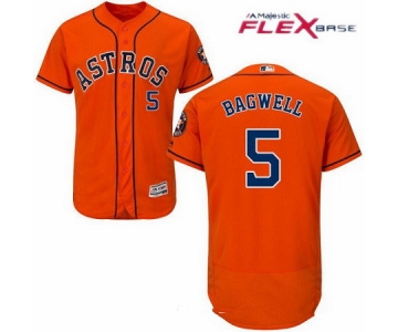 Men's Houston Astros #5 Jeff Bagwell Retired Orange Stitched MLB Majestic Flex Base Jersey
