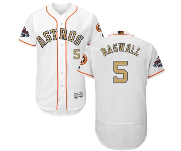Men's Houston Astros #5 Jeff Bagwell White 2018 Gold Program Flexbase Stitched MLB Jersey