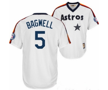 Men's Houston Astros #5 Jeff Bagwell White Pullover Stitched MLB Majestic Cooperstown Collection Jersey w2017 Hall of Fame Patch
