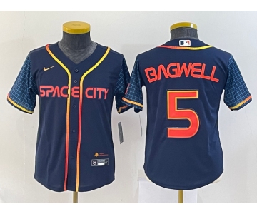 Youth Houston Astros #5 Jeff Bagwell 2022 Navy Blue City Connect Cool Base Stitched Jersey
