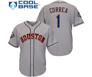 Astros #1 Carlos Correa Grey New Cool Base 2019 World Series Bound Stitched Baseball Jersey