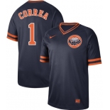 Astros #1 Carlos Correa Navy Authentic Cooperstown Collection Stitched Baseball Jersey