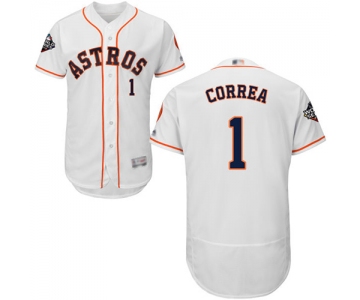 Astros #1 Carlos Correa White Flexbase Authentic Collection 2019 World Series Bound Stitched Baseball Jersey