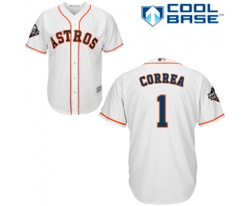 Astros #1 Carlos Correa White New Cool Base 2019 World Series Bound Stitched Baseball Jersey