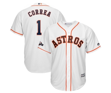 Houston Astros #1 Carlos Correa Majestic 2019 Postseason Official Cool Base Player White Jersey