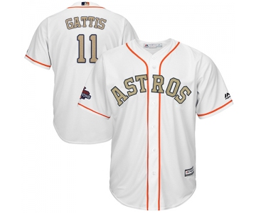 Houston Astros #11 Evan Gattis White 2018 Gold Program Cool Base Stitched MLB Jersey