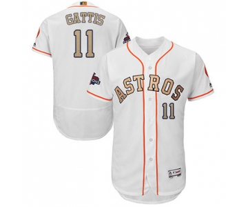 Houston Astros #11 Evan Gattis White FlexBase Authentic 2018 Gold Program Cool Base Stitched MLB Jersey