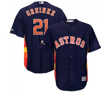 Houston Astros #21 Zack Greinke Majestic 2019 Postseason Official Cool Base Player Navy Jersey