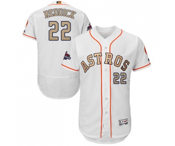 Houston Astros #22 Josh Reddick White FlexBase Authentic 2018 Gold Program Cool Base Stitched MLB Jersey