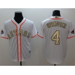 Houston Astros #4 George Springer White 2017 World Series Champions Gold Program Cool Base Stitched Baseball Jersey