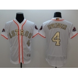 Houston Astros #4 George Springer White FlexBase Authentic 2017 World Series Champions Gold Program Stitched Baseball Jersey